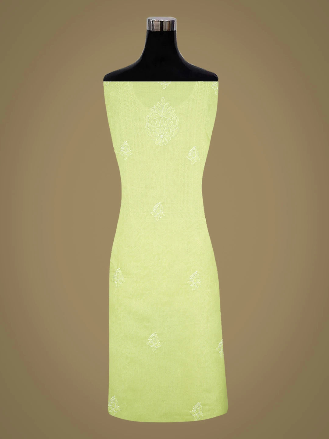 Ada Hand Embroidered Lime Green Cotton Lucknowi Chikankari Unstitched Kurta Piece 01A724492