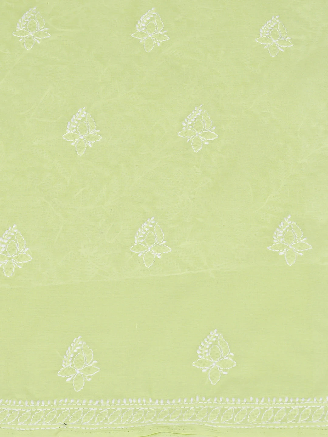 Ada Hand Embroidered Lime Green Cotton Lucknowi Chikankari Unstitched Kurta Piece 01A724492