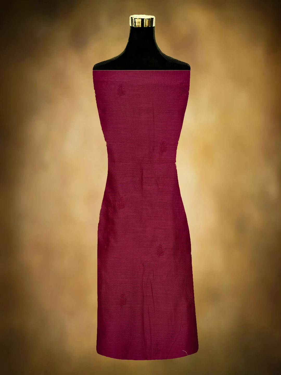 Ada Hand Embroidered Magenta Chanderi Lucknowi Chikankari Unstitched Kurta Dupatta Set 01A729202