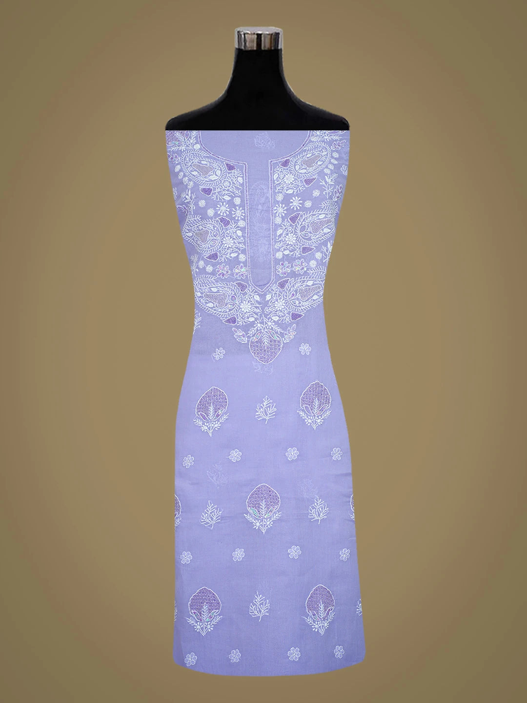 Ada Hand Embroidered Mauve Cotton Lucknowi Chikankari Unstitched Suit Piece With Cutdana Work 01A651854