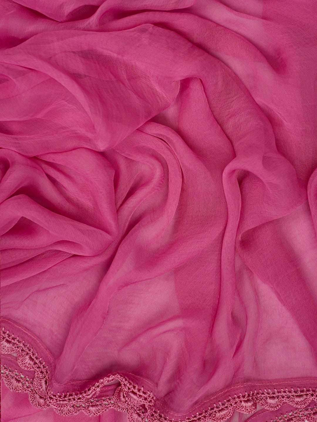 Ada Hand Embroidered Onion Pink Tussar Silk Lucknowi Chikankari Unstitched Suit Piece 01A604479