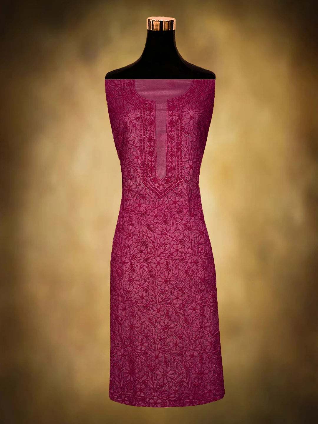 Ada Hand Embroidered Onion Pink Tussar Silk Lucknowi Chikankari Unstitched Suit Piece 01A604479
