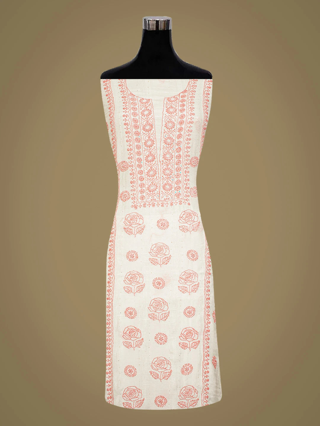 Ada Hand Embroidered White Muslin Lucknowi Chikankari Unstitched Suit Piece With Cutdana Work 01A399948