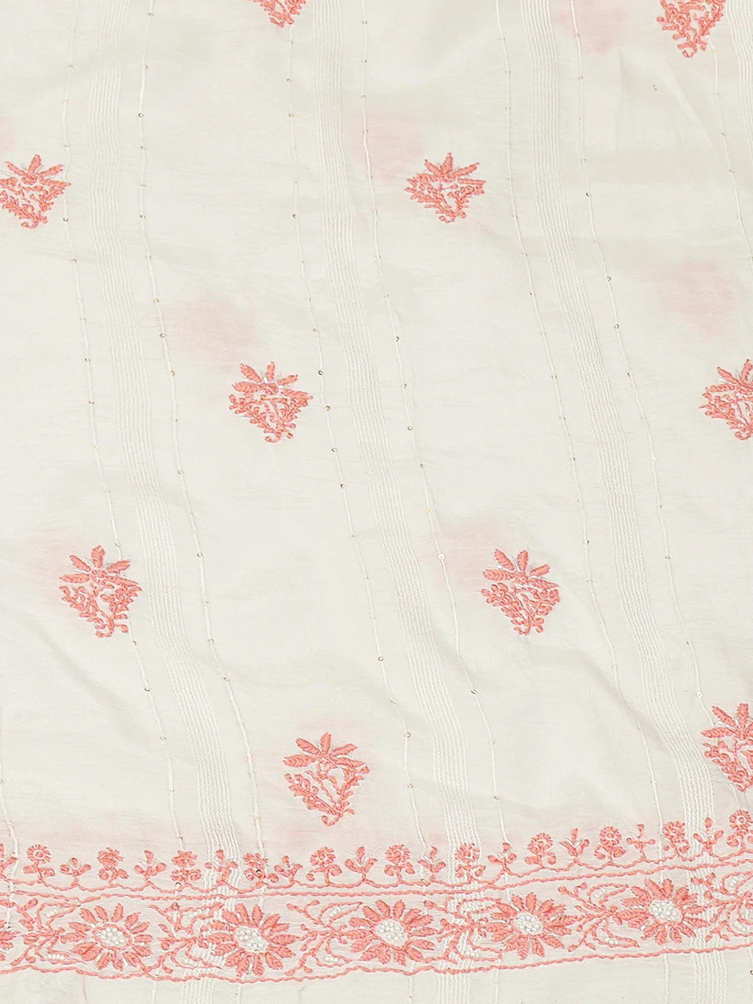 Ada Hand Embroidered White Muslin Lucknowi Chikankari Unstitched Suit Piece With Cutdana Work 01A399948