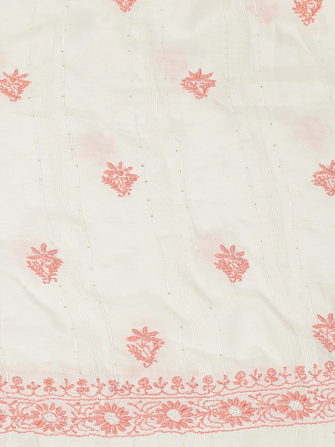 Ada Hand Embroidered White Muslin Lucknowi Chikankari Unstitched Suit Piece With Cutdana Work 01A399948