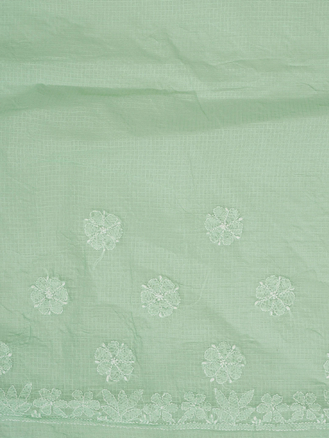 Ada Hand Embroidered Pale Sea Green Kota Lucknowi Chikankari Saree and Blouse 01A718197