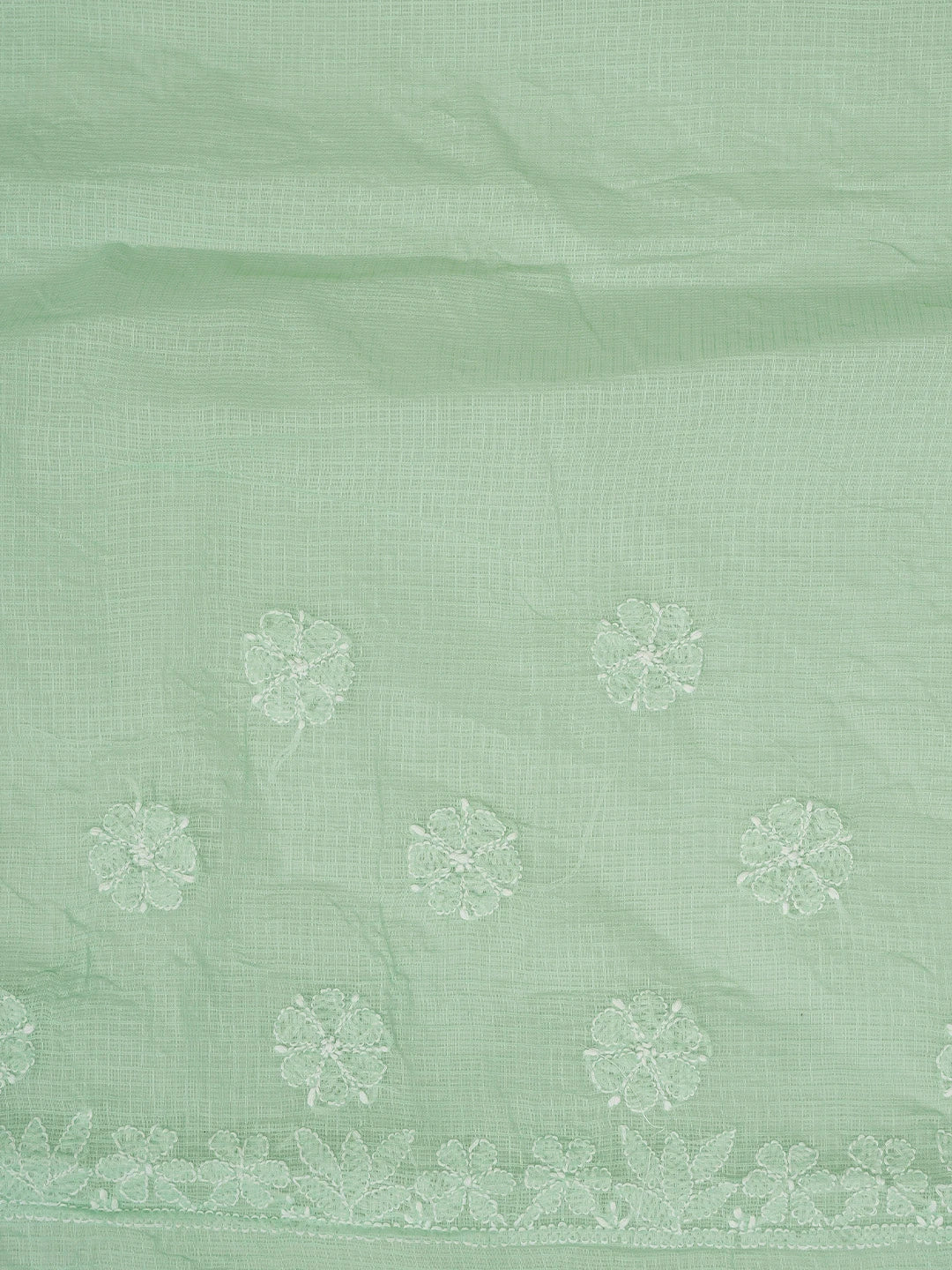 Ada Hand Embroidered Pale Sea Green Kota Lucknowi Chikankari Saree and Blouse 01A718197