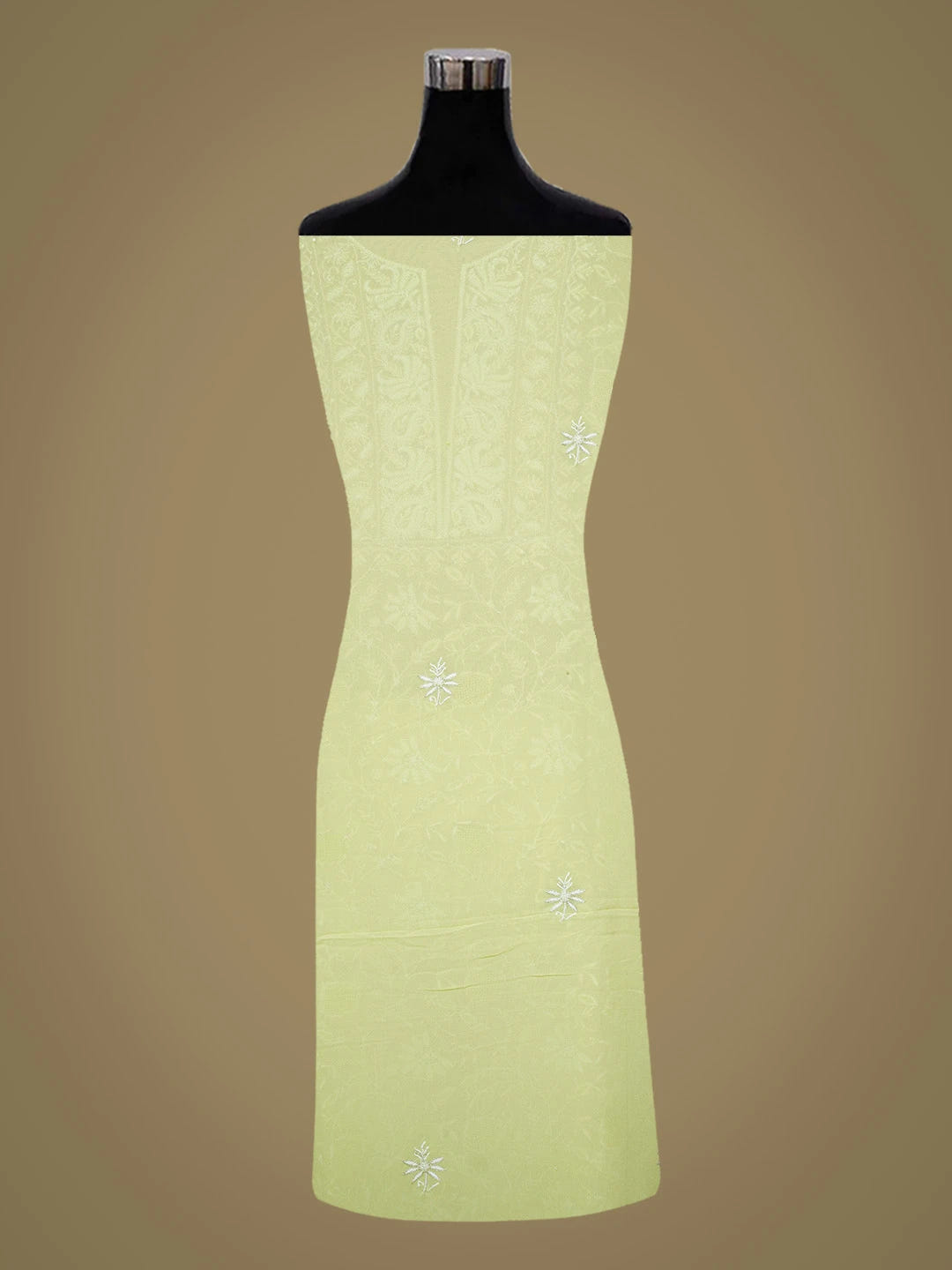 Ada Hand Embroidered Lime Green Viscose Georgette Lucknowi Chikankari Unstitched Kurta Dupatta Set With Sequinned Work 01A569101