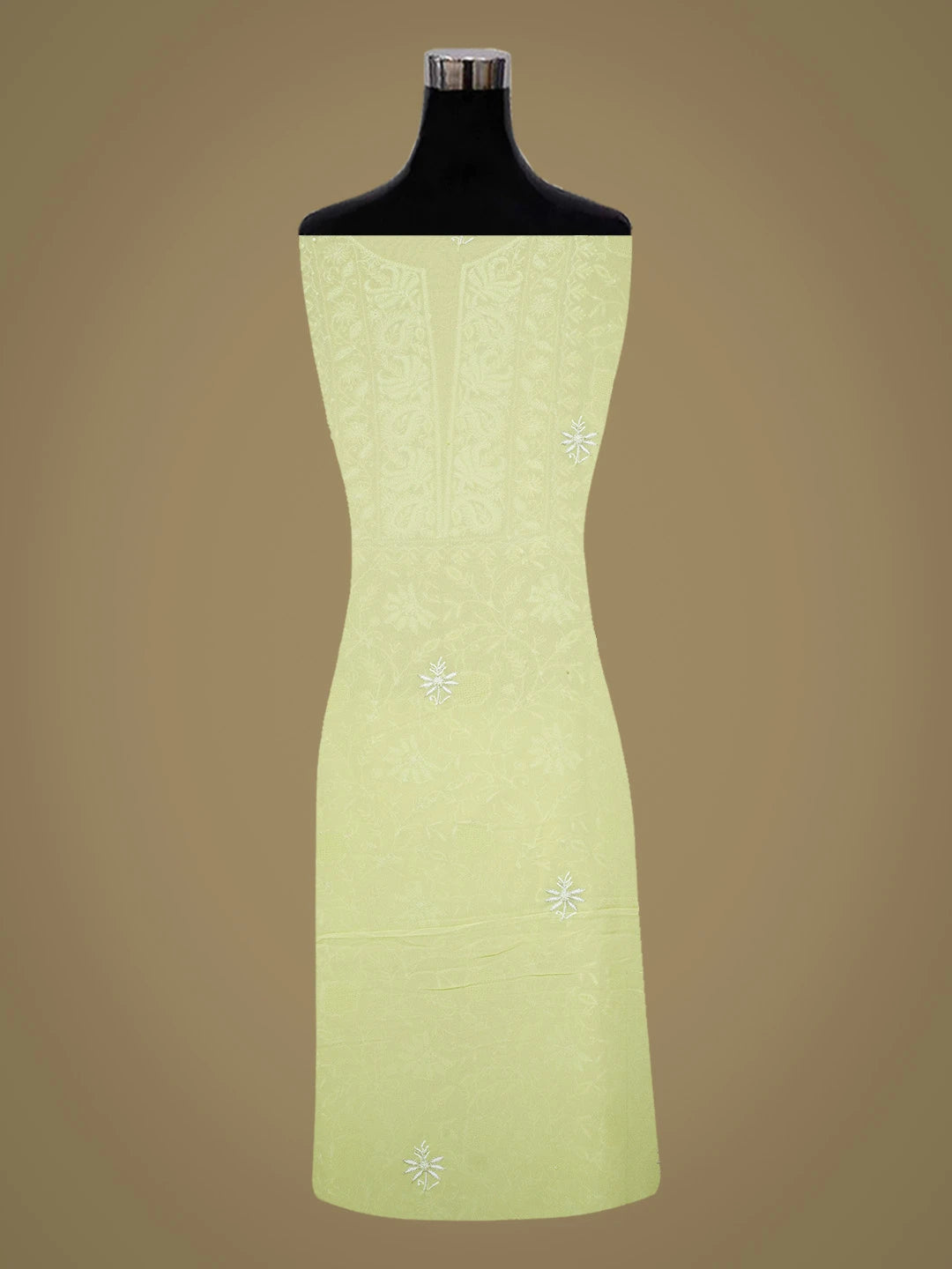 Ada Hand Embroidered Lime Green Viscose Georgette Lucknowi Chikankari Unstitched Kurta Dupatta Set With Sequinned Work 01A569101