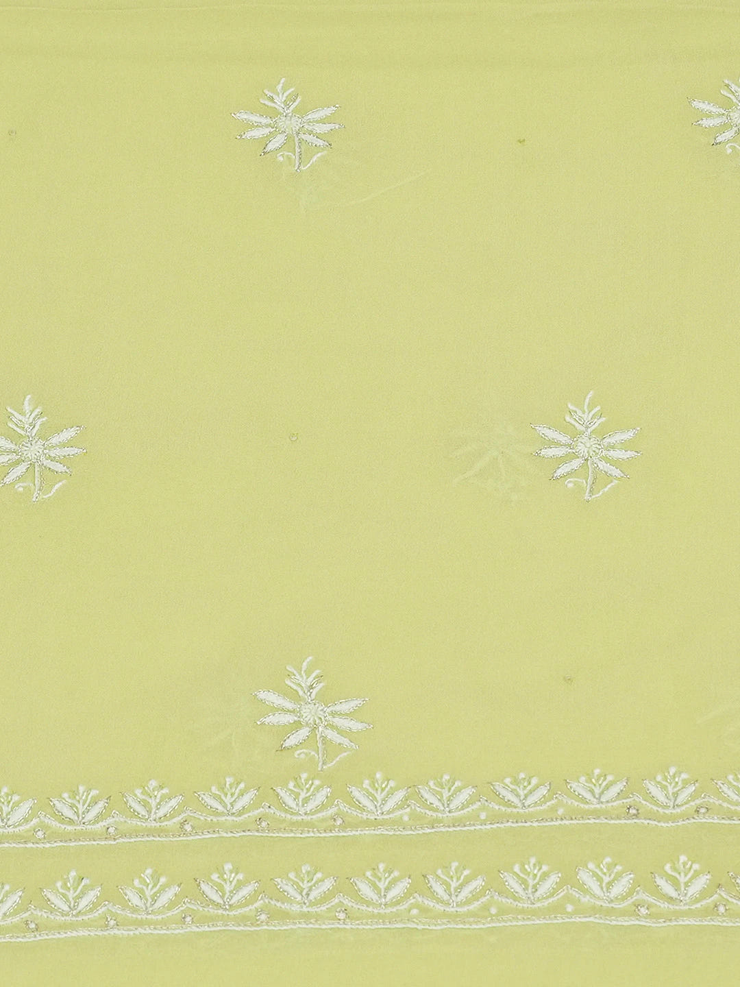 Ada Hand Embroidered Lime Green Viscose Georgette Lucknowi Chikankari Unstitched Kurta Dupatta Set With Sequinned Work 01A569101