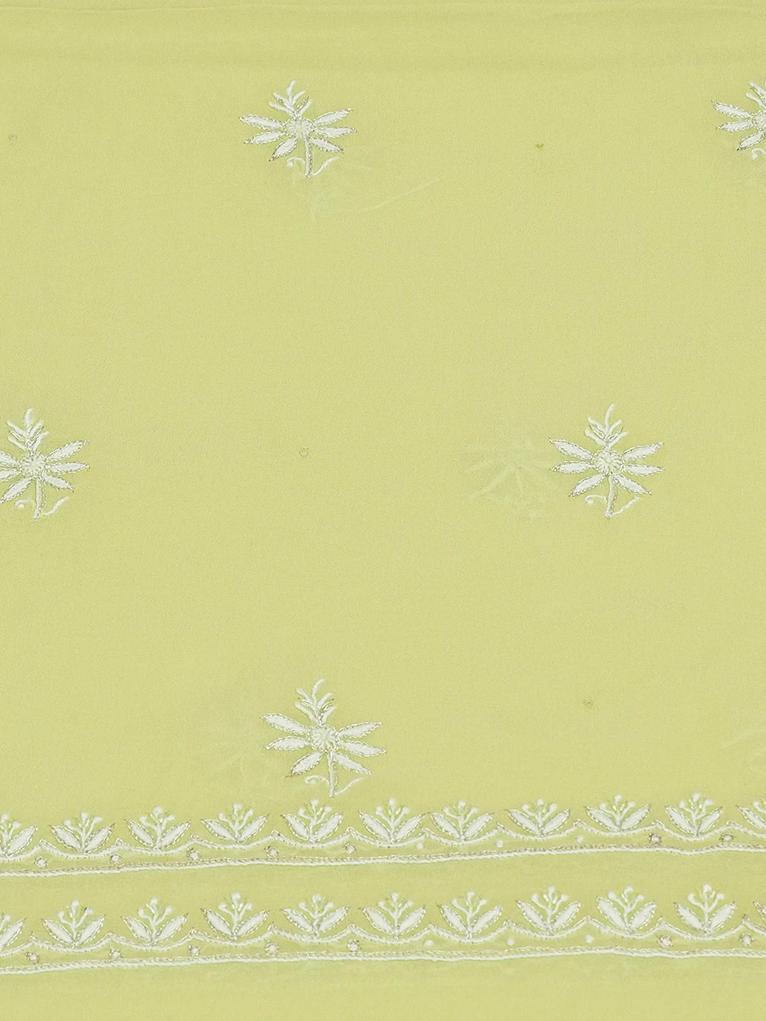 Ada Hand Embroidered Lime Green Viscose Georgette Lucknowi Chikankari Unstitched Kurta Dupatta Set With Sequinned Work 01A569101