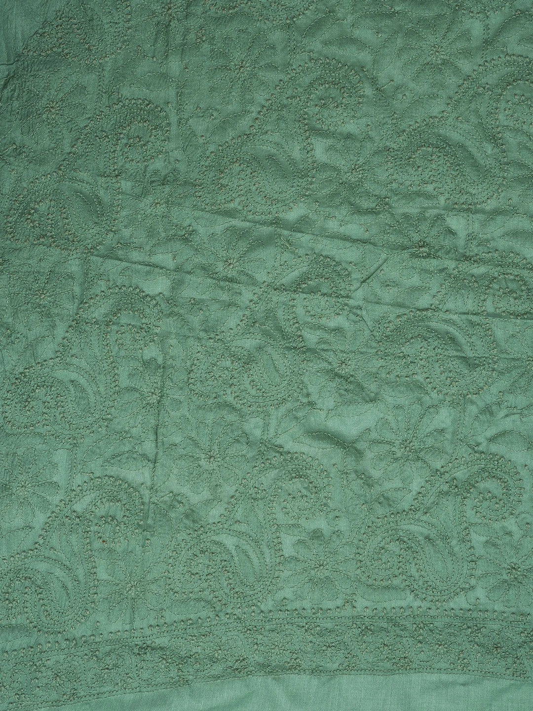 Ada Hand Embroidered Sea Green Silk Lucknowi Chikankari Unstitched Kurta Dupatta Set 01A729200