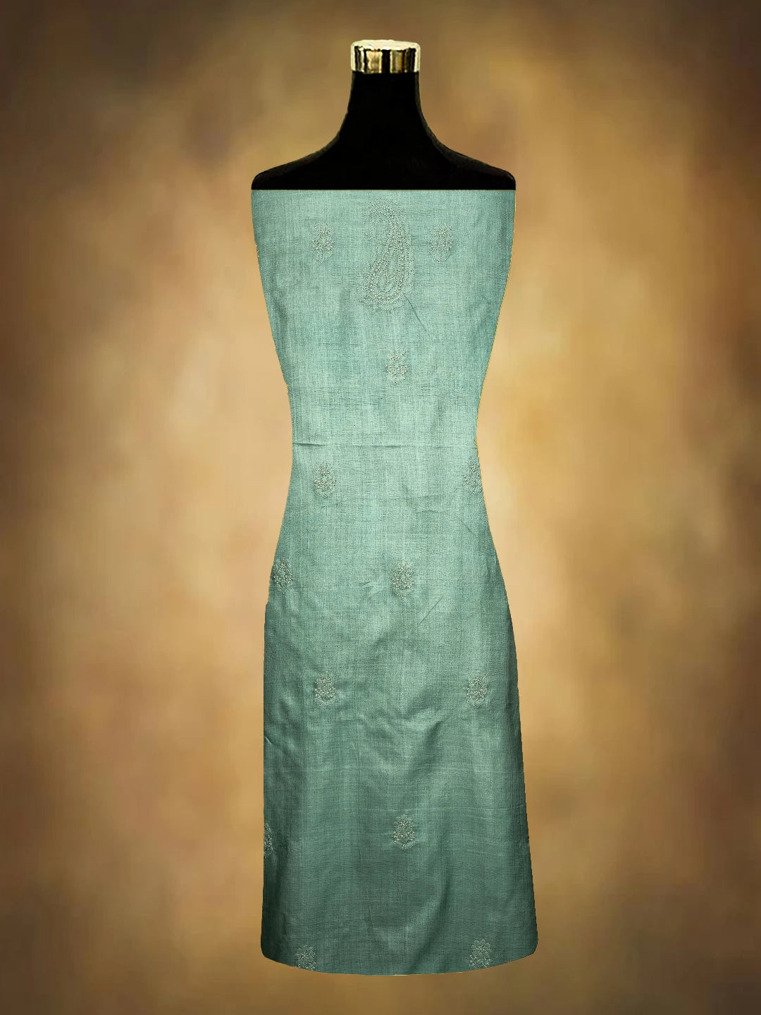 Ada Hand Embroidered Sea Green Silk Lucknowi Chikankari Unstitched Kurta Dupatta Set 01A729200