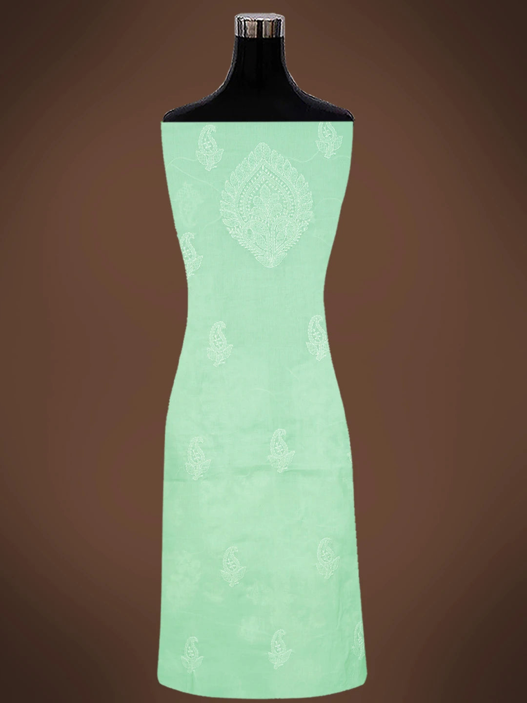 Ada Hand Embroidered Light Green Cotton Lucknowi Chikankari Unstitched Suit Piece 01A670776