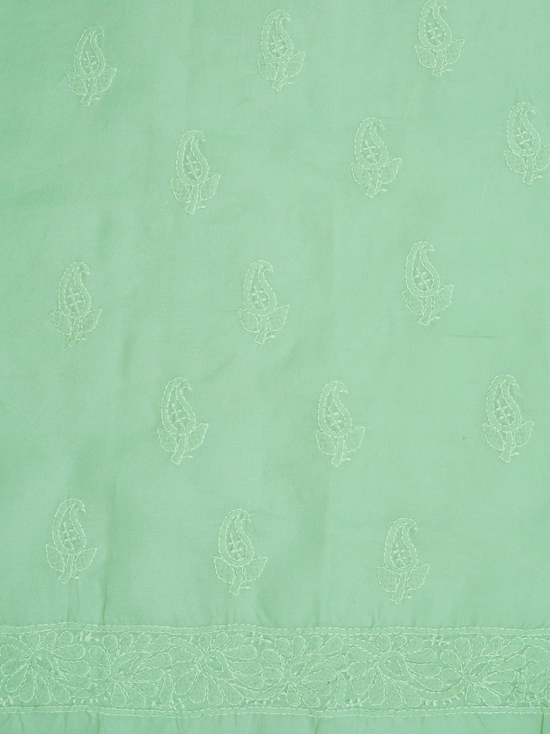 Ada Hand Embroidered Light Green Cotton Lucknowi Chikankari Unstitched Suit Piece 01A670776