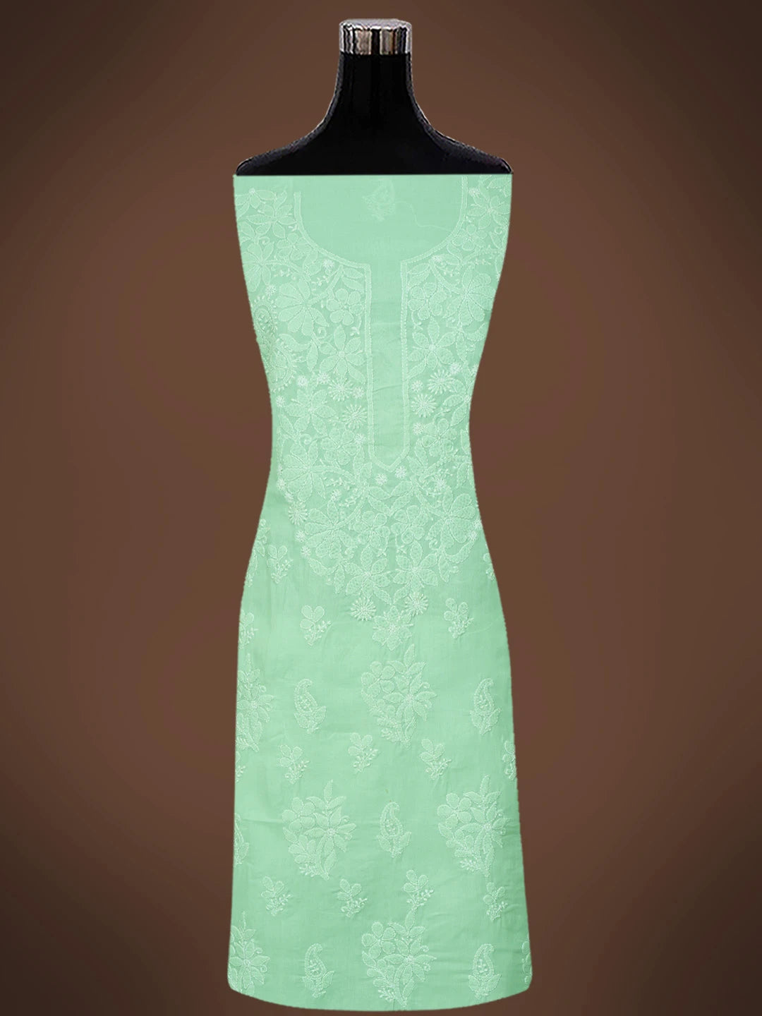 Ada Hand Embroidered Light Green Cotton Lucknowi Chikankari Unstitched Suit Piece 01A670776