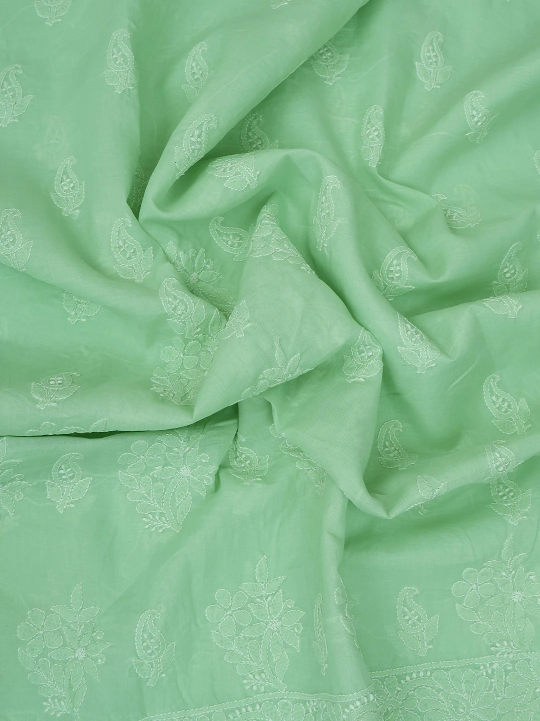 Ada Hand Embroidered Light Green Cotton Lucknowi Chikankari Unstitched Suit Piece 01A670776