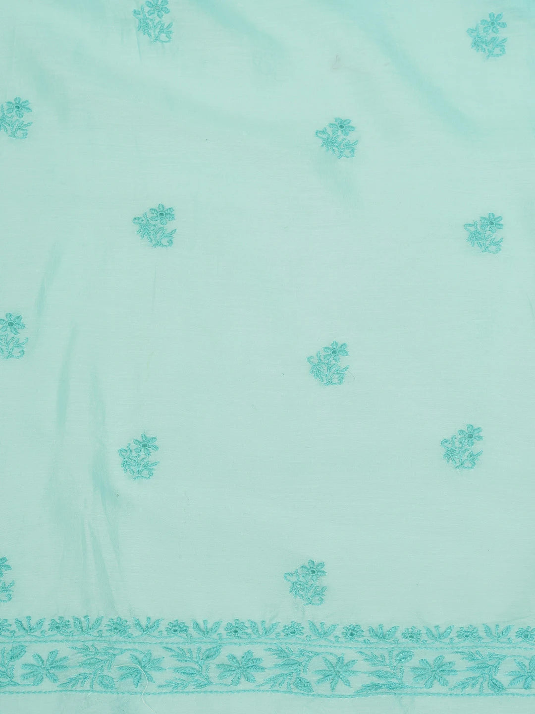 Ada Hand Embroidered Sky Blue Chanderi Lucknowi Chikankari Unstitched Kurta Dupatta Set 01A712897