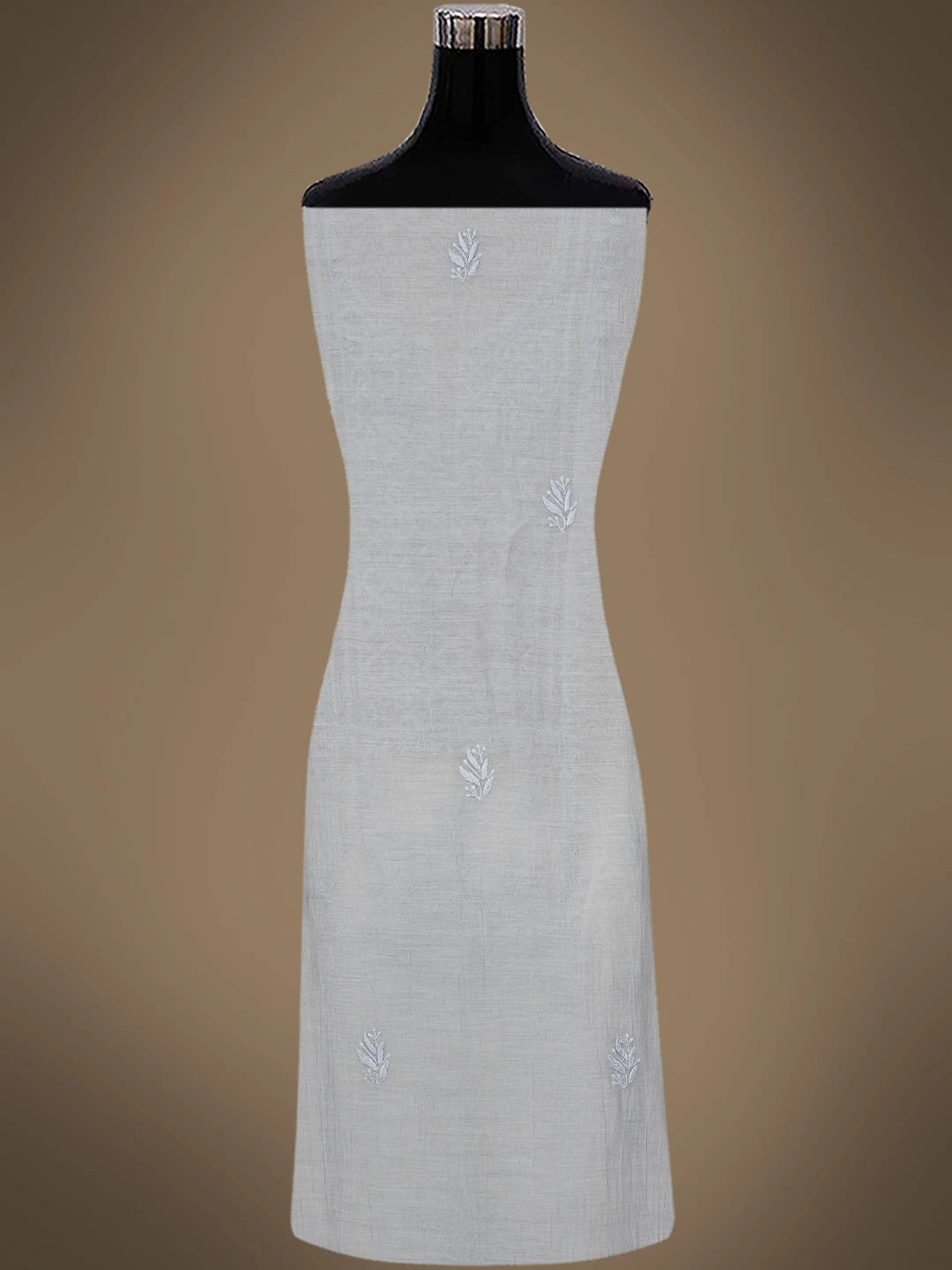 Ada Hand Embroidered Grey Chanderi Lucknowi Chikankari Unstitched Kurta Dupatta Set 01A710109