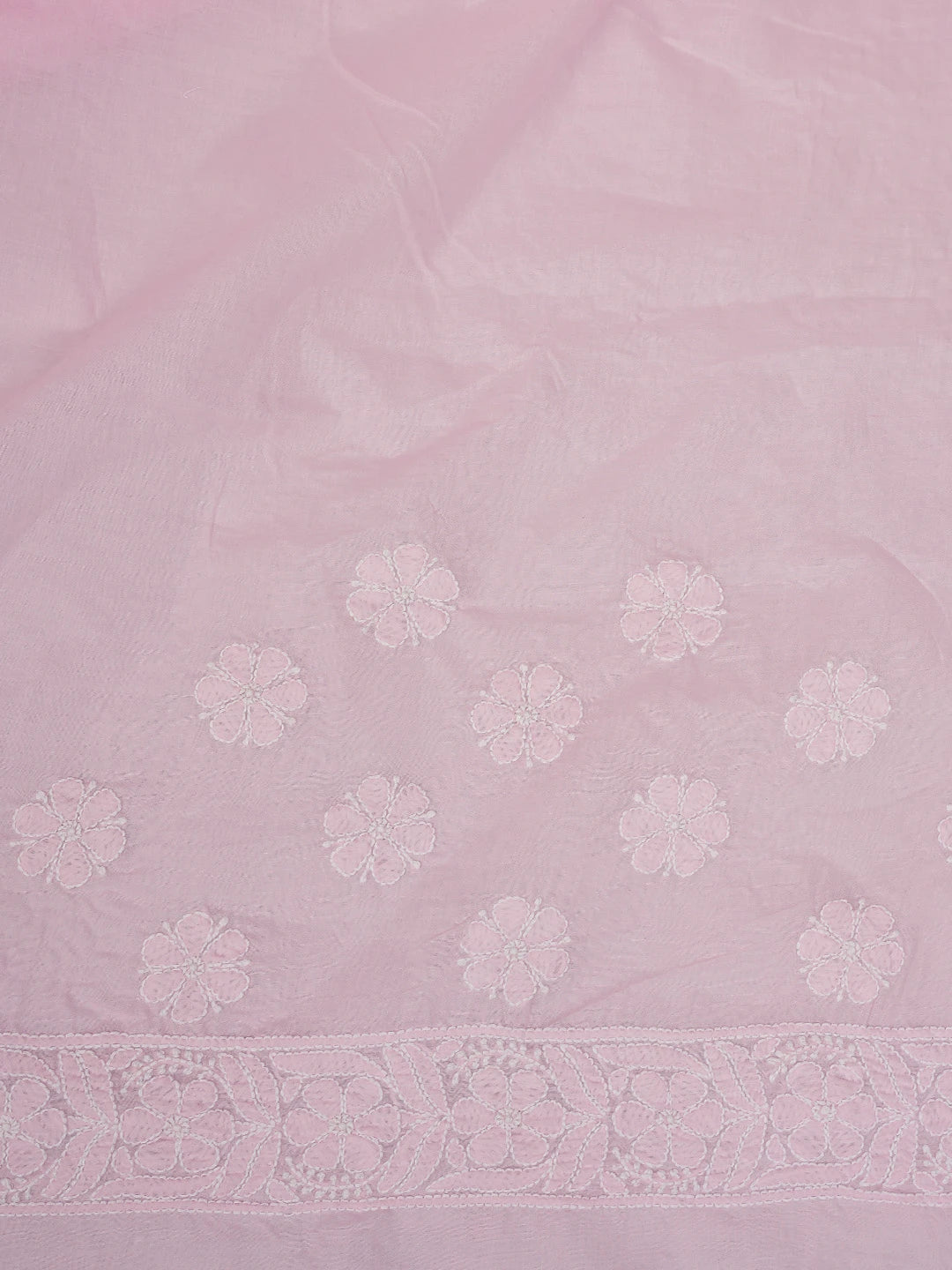 Ada Hand Embroidered Pink Cotton Lucknowi Chikankari Saree and Blouse 01A720671
