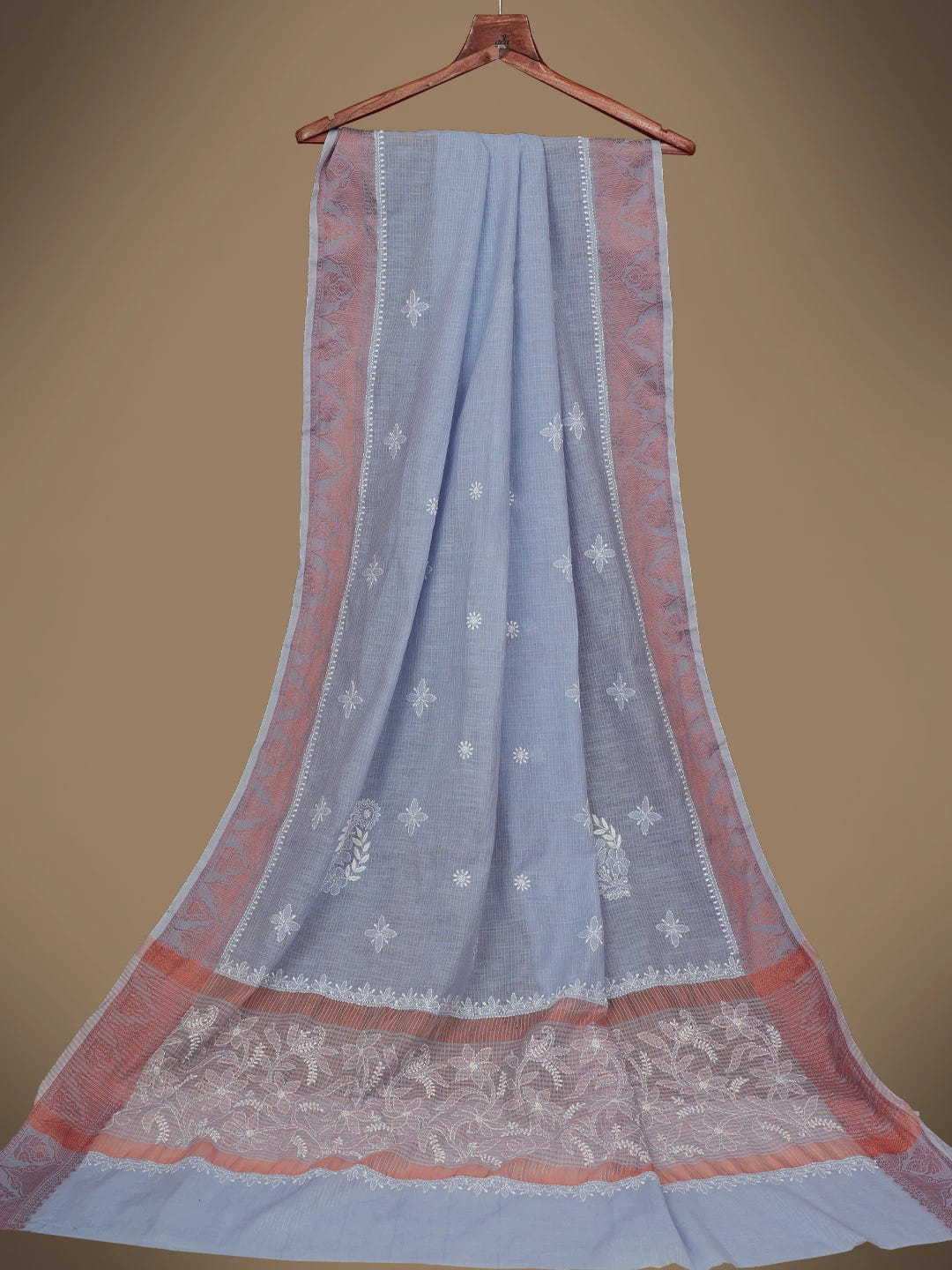 Ada Hand Embroidered Mauve Chanderi Lucknowi Chikankari Saree and Blouse 01A728982