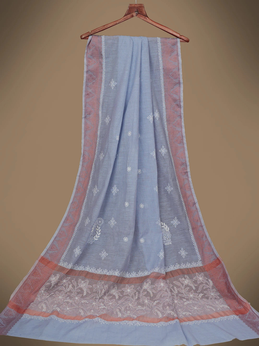Ada Hand Embroidered Mauve Chanderi Lucknowi Chikankari Saree and Blouse 01A728982
