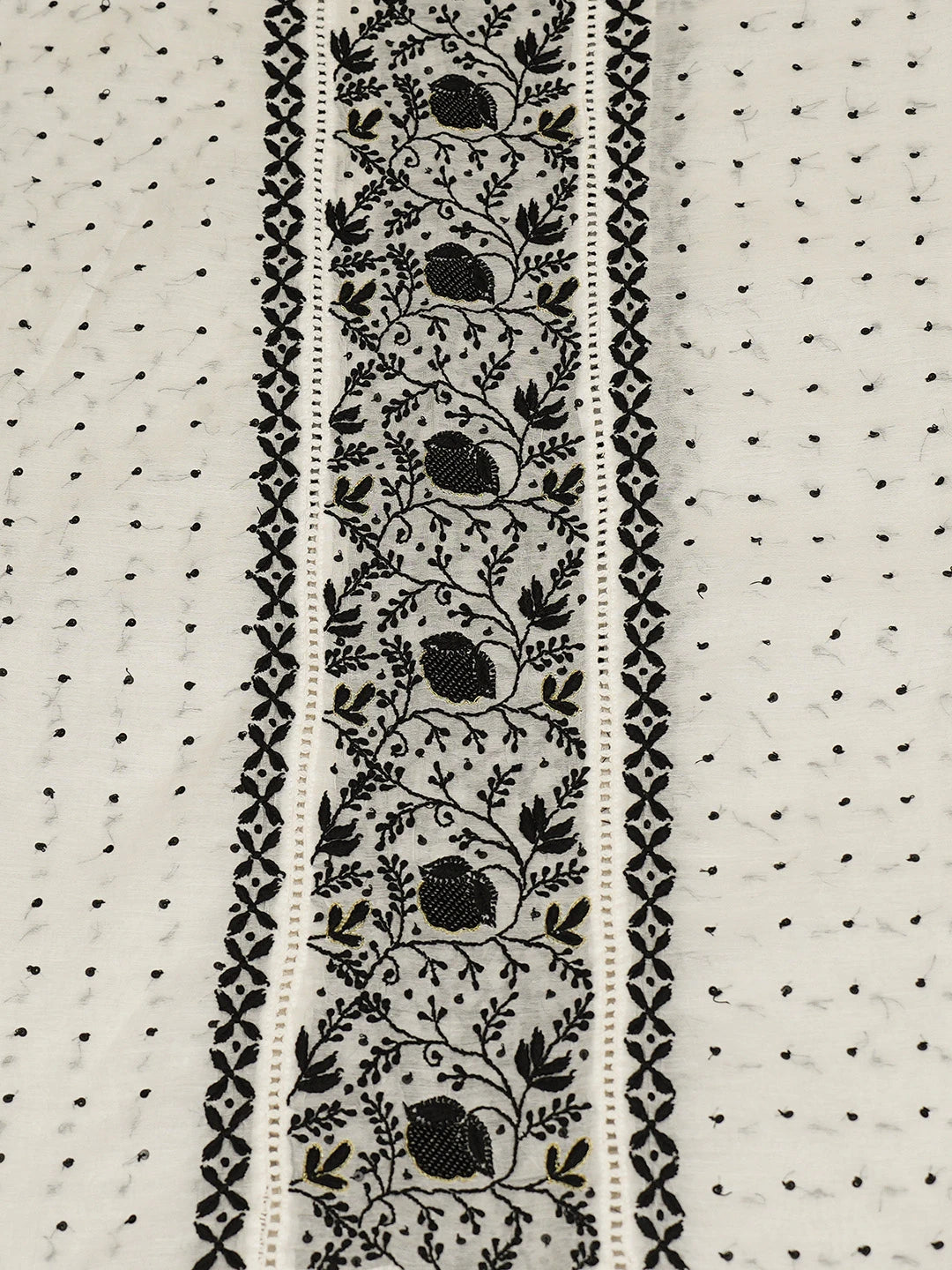 Ada Hand Embroidered White Chanderi Lucknowi Chikankari Semi-Stitched Kurta Dupatta Set With Cutdana Work 01A712660