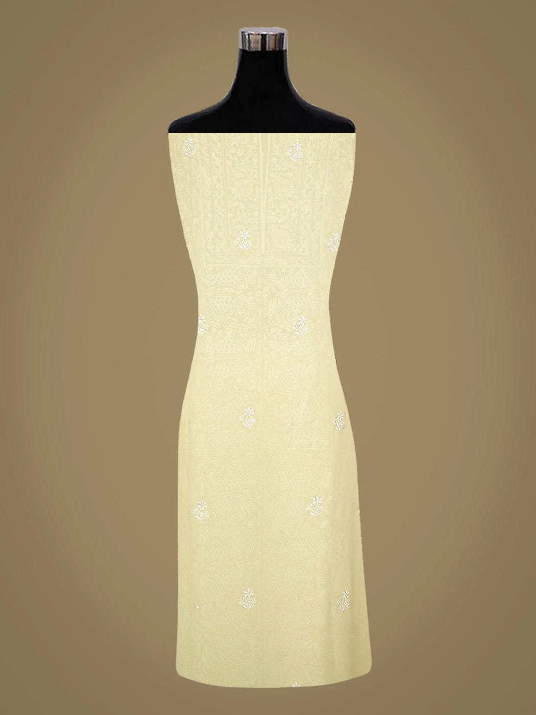 Ada Hand Embroidered Vanilla Yellow Pure Georgette Lucknowi Chikankari Unstitched Kurta Dupatta Set With Sequinned Work 01A682611