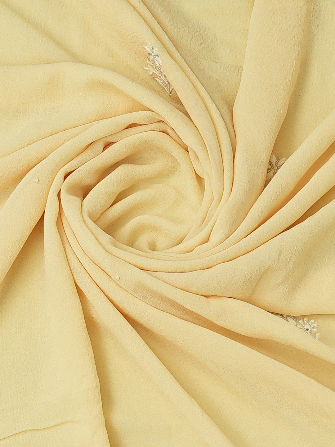 Ada Hand Embroidered Vanilla Yellow Pure Georgette Lucknowi Chikankari Unstitched Kurta Dupatta Set With Sequinned Work 01A682611
