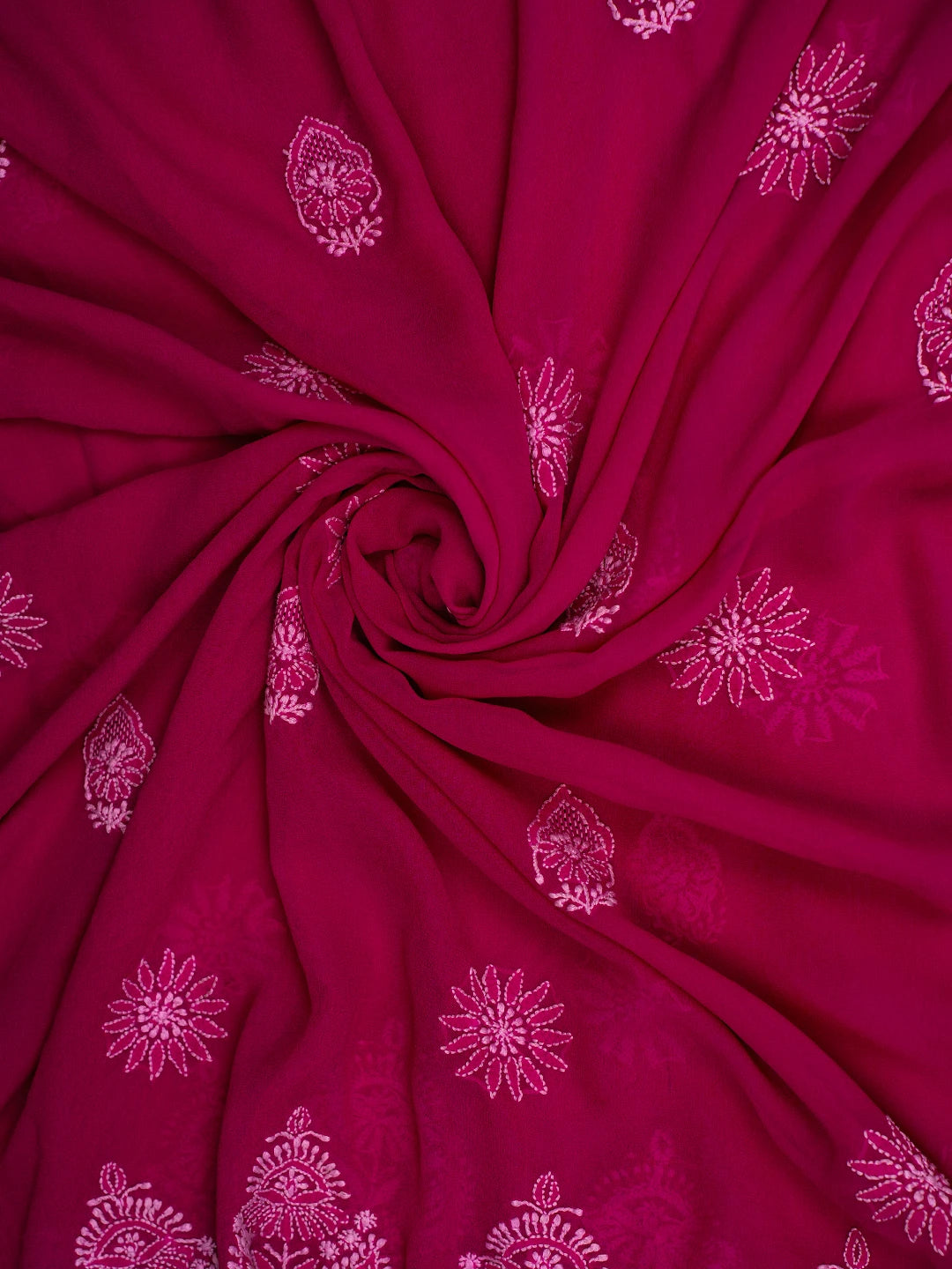 Ada Hand Embroidered Magenta Pure Georgette Lucknowi Chikankari Dupatta 01A665288