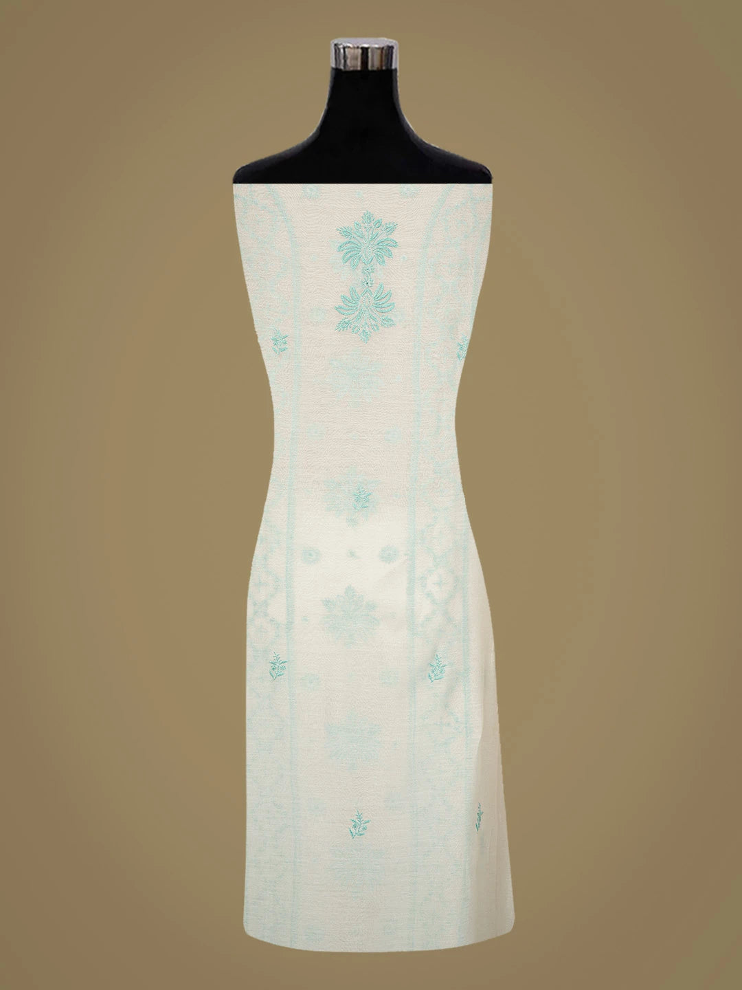 Ada Hand Embroidered White Chanderi Lucknowi Chikankari Unstitched Kurta Dupatta Set 01A682976