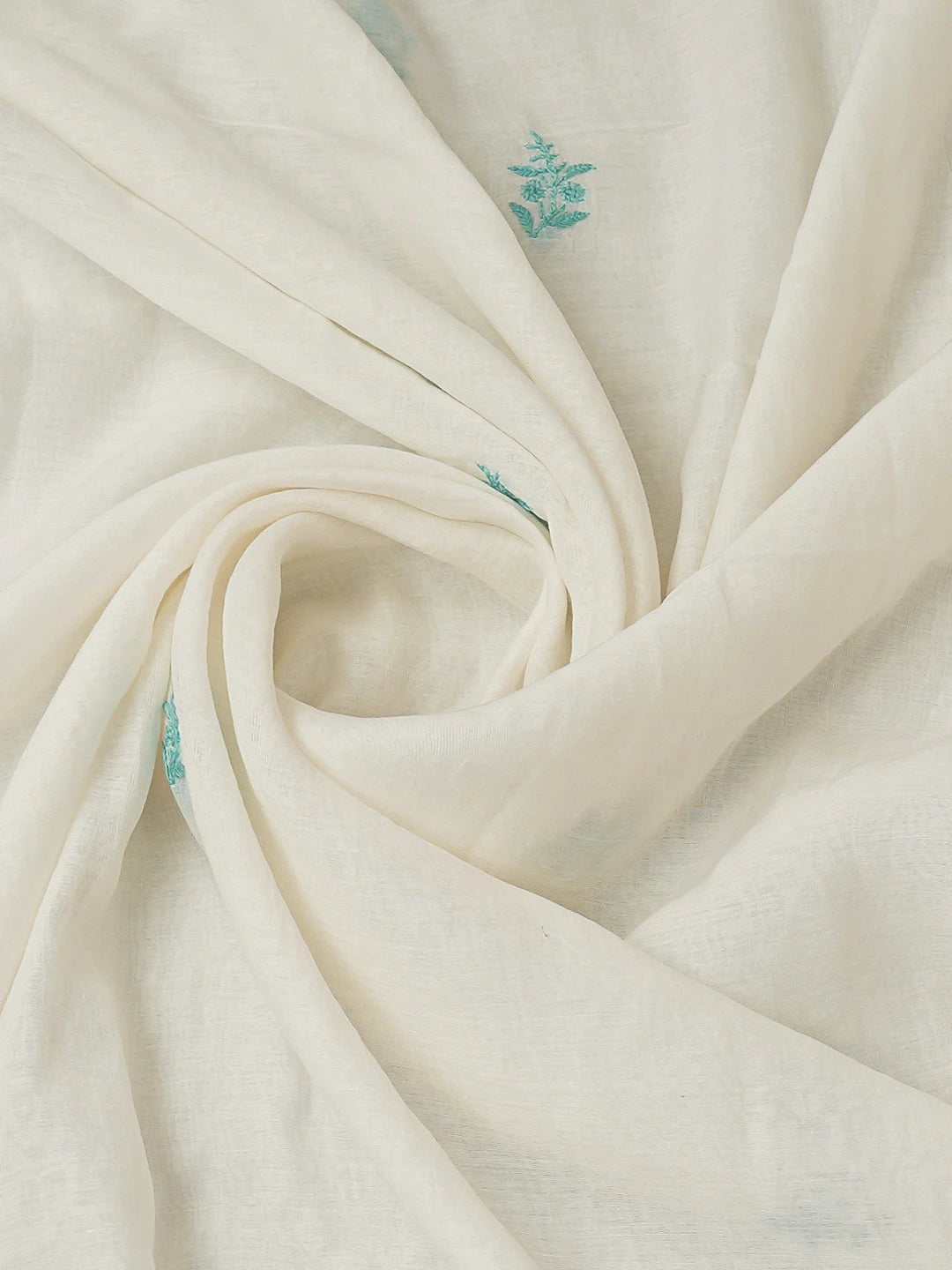 Ada Hand Embroidered White Chanderi Lucknowi Chikankari Unstitched Kurta Dupatta Set 01A682976