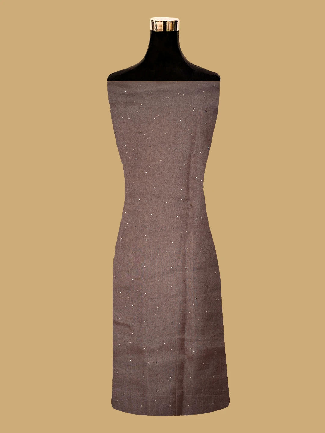 Ada Hand Embroidered Rose Ebony Brown Organza Lucknowi Chikankari Semi-Stitched Kurta Dupatta Set With Mukaish Work 01A723562
