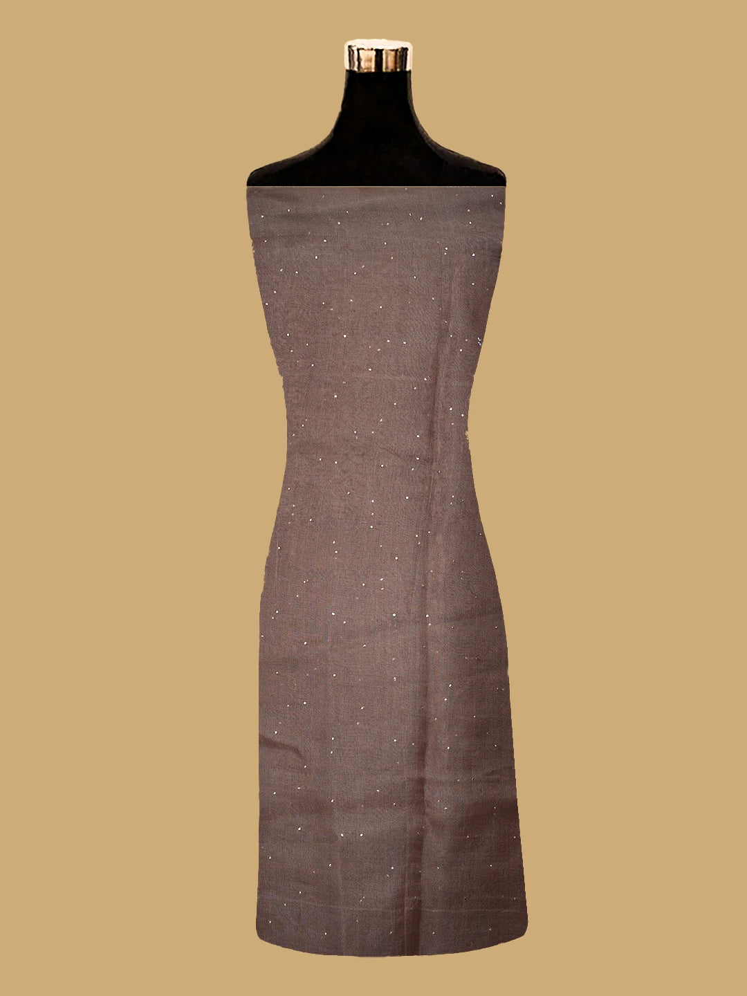 Ada Hand Embroidered Rose Ebony Brown Organza Lucknowi Chikankari Semi-Stitched Kurta Dupatta Set With Mukaish Work 01A723562