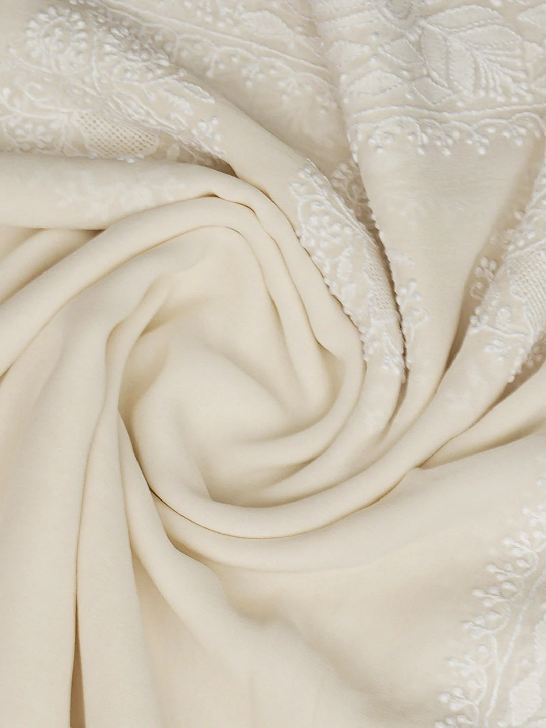 Ada Hand Embroidered White Pure Georgette Lucknowi Chikankari Dupatta 01A716006