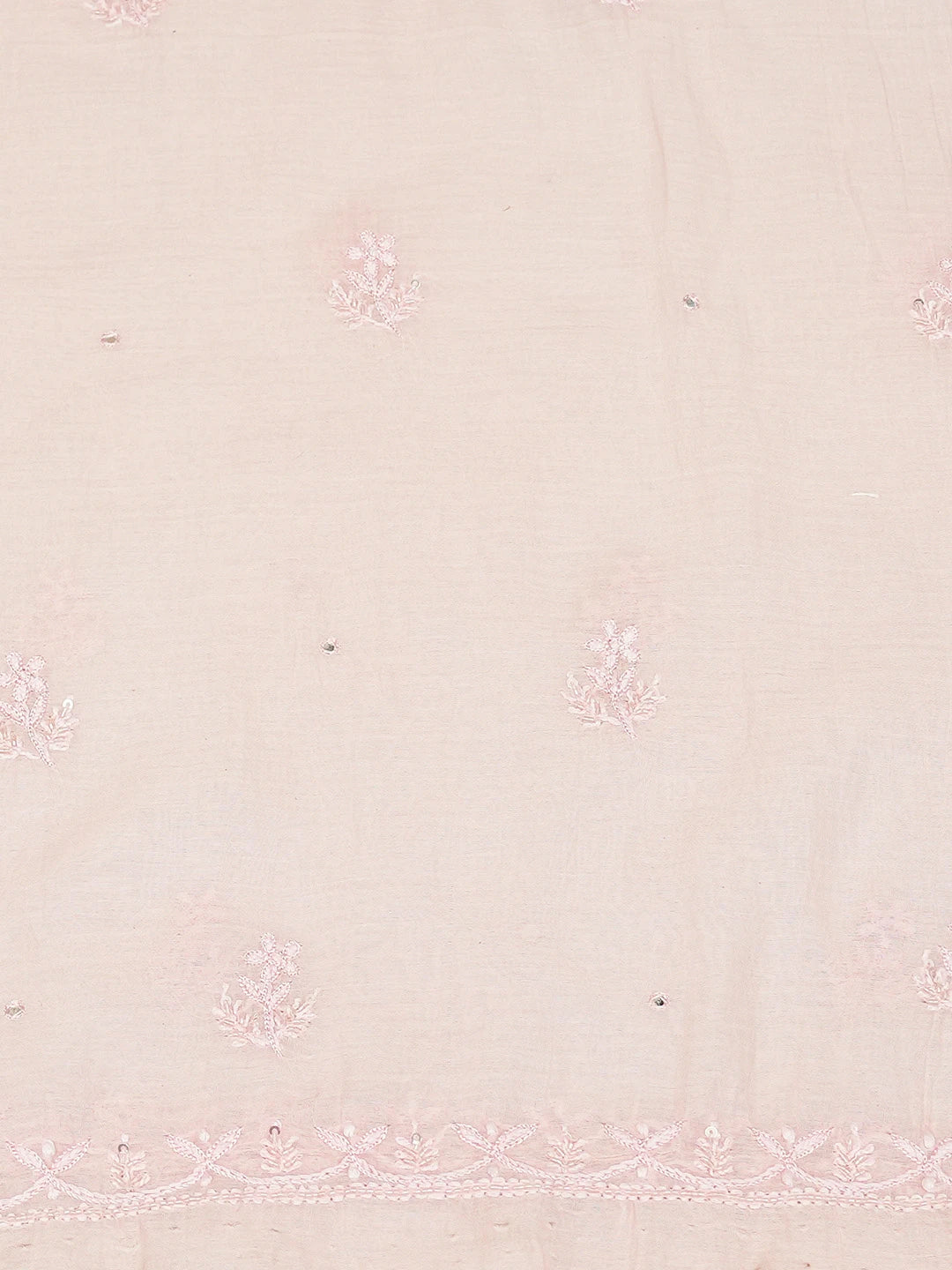 Ada Hand Embroidered Pink Chanderi Lucknowi Chikankari Unstitched Kurta Dupatta Set With Mirror Work 01A701898