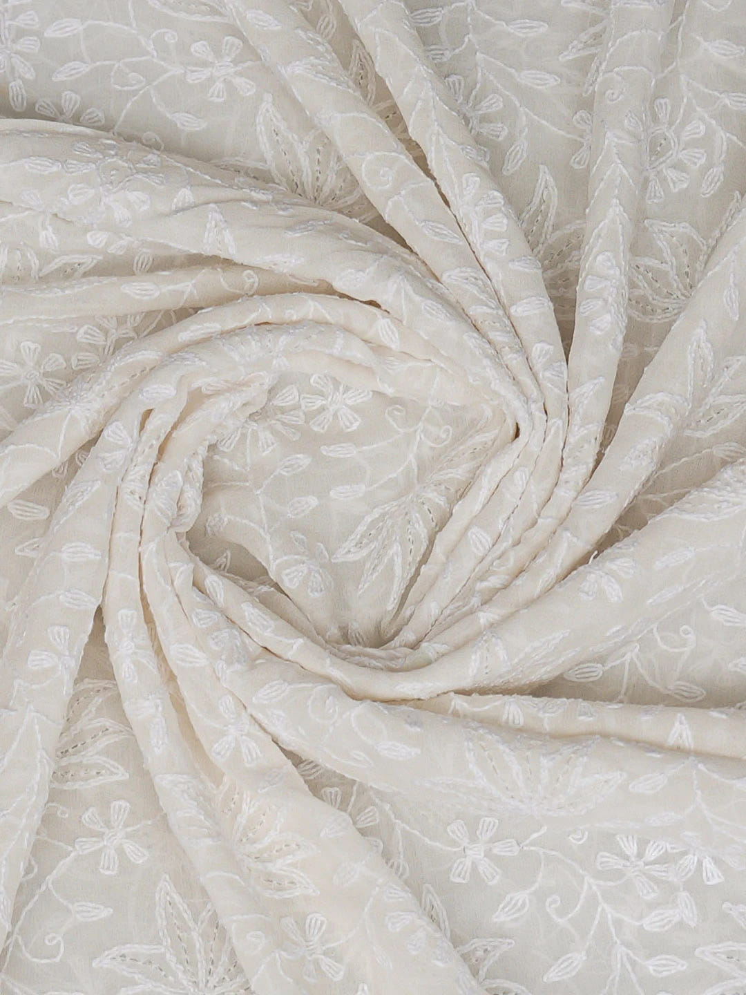 Ada Hand Embroidered White Pure Georgette Lucknowi Chikankari Dupatta 01A727821