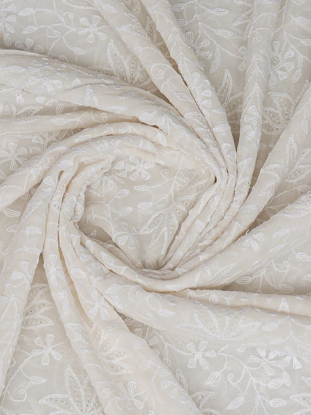 Ada Hand Embroidered White Pure Georgette Lucknowi Chikankari Dupatta 01A727821
