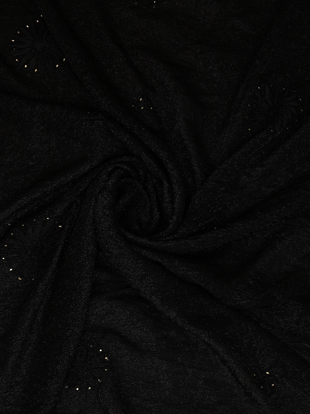 Ada Hand Embroidered Black Viscose Georgette Lucknowi Chikankari Dupatta With Mukaish Work 01A595809