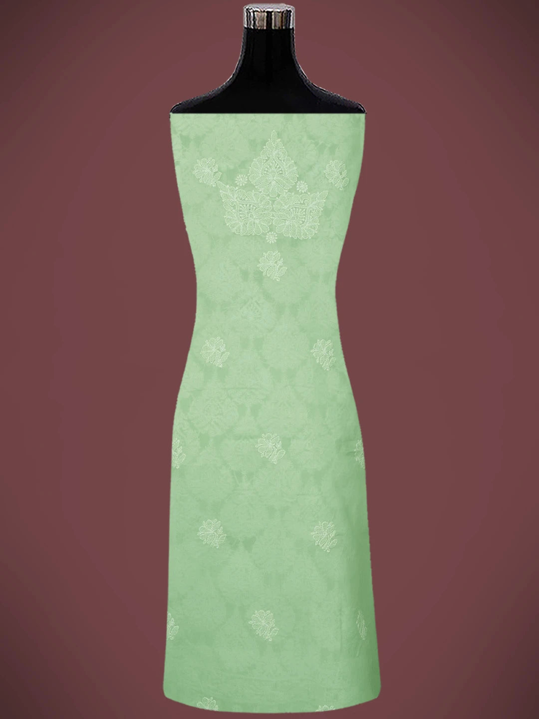 Ada Hand Embroidered Light Green Cotton Lucknowi Chikankari Unstitched Suit Piece 01A677455