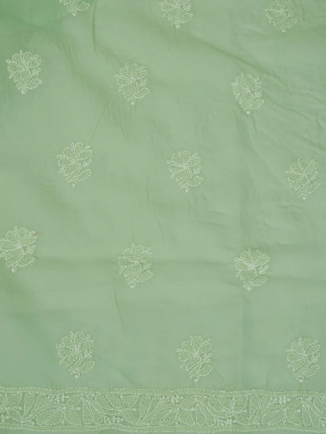 Ada Hand Embroidered Light Green Cotton Lucknowi Chikankari Unstitched Suit Piece 01A677455