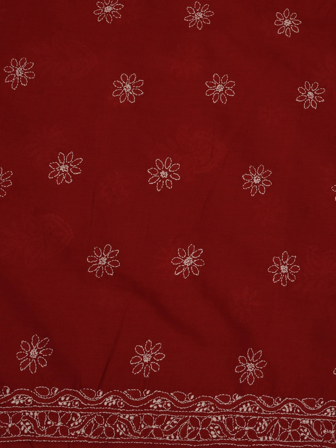 Ada Hand Embroidered Maroon Cotton Lucknowi Chikankari Unstitched Suit Piece 01A731808