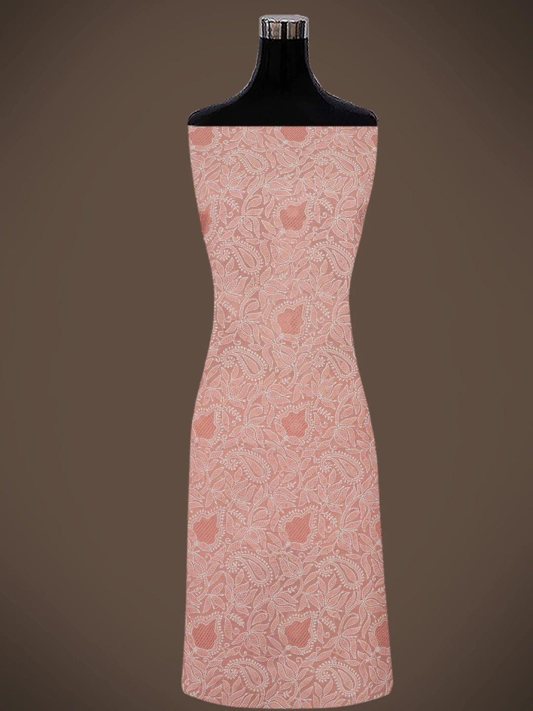 Ada Hand Embroidered Georgia Peach Cotton Lucknowi Chikankari Unstitched Suit Piece 01A621420