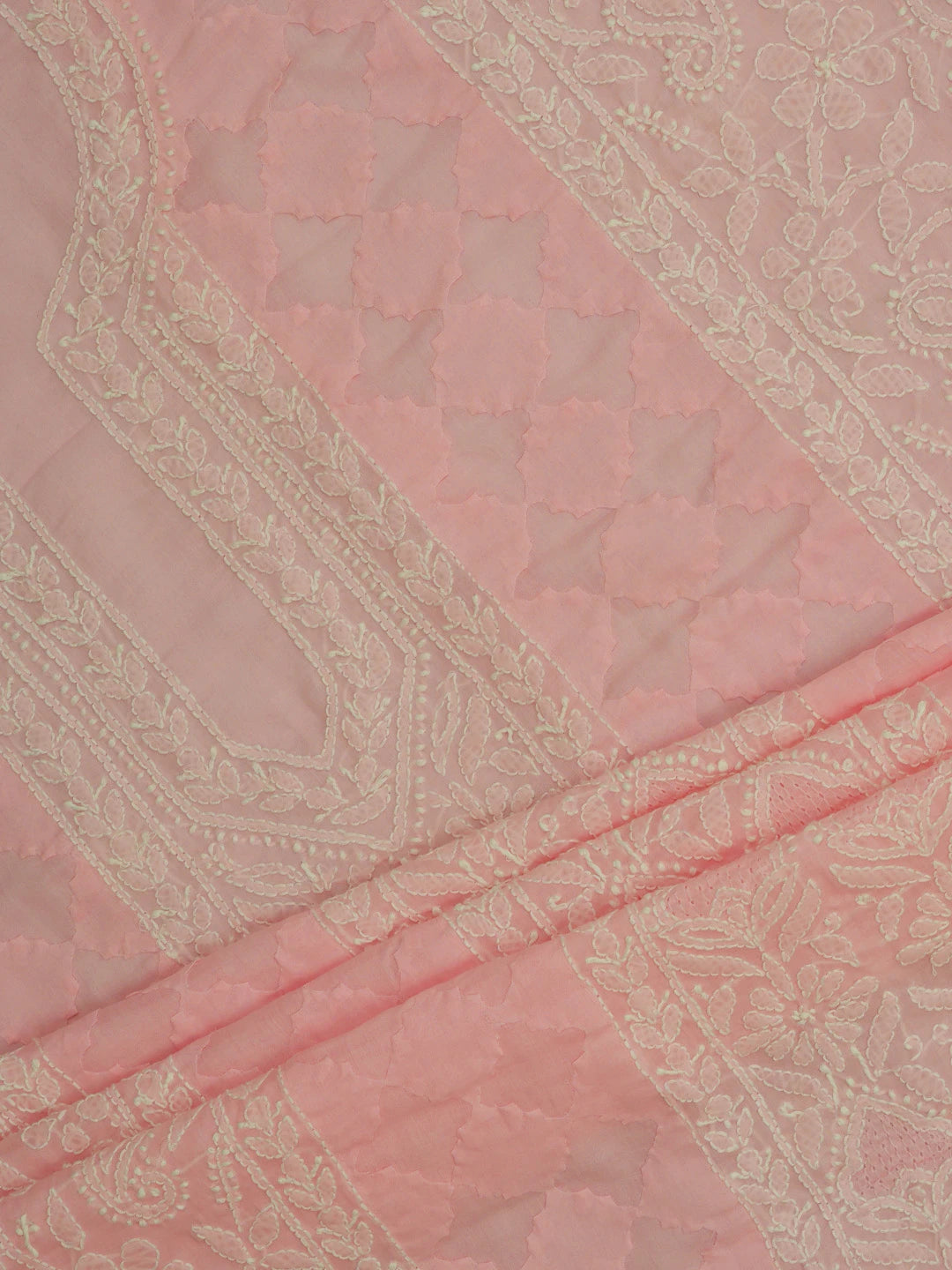 Ada Hand Embroidered Pink Cotton Lucknowi Chikankari Unstitched Suit Piece 01A637576