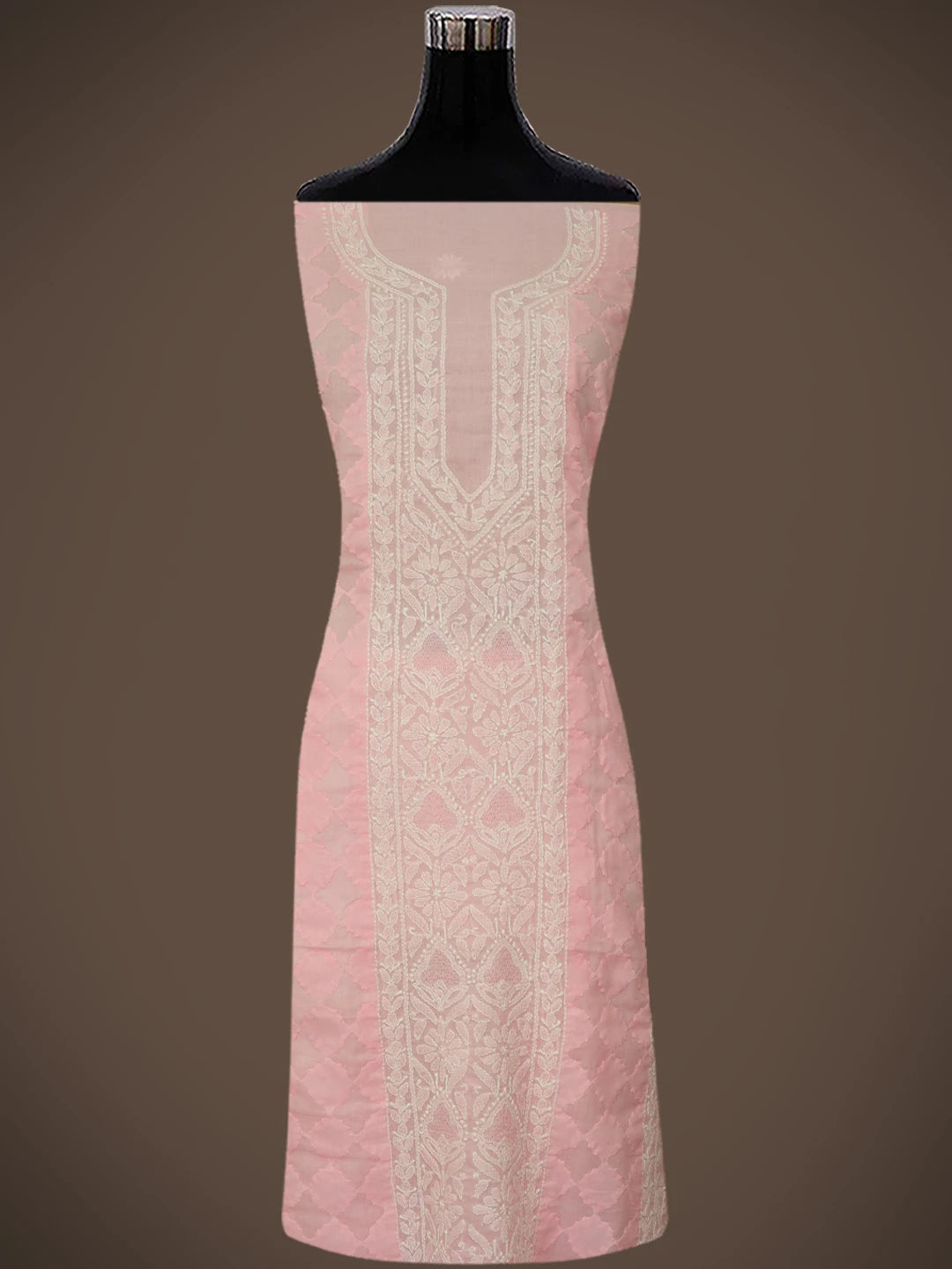 Ada Hand Embroidered Pink Cotton Lucknowi Chikankari Unstitched Suit Piece 01A637576