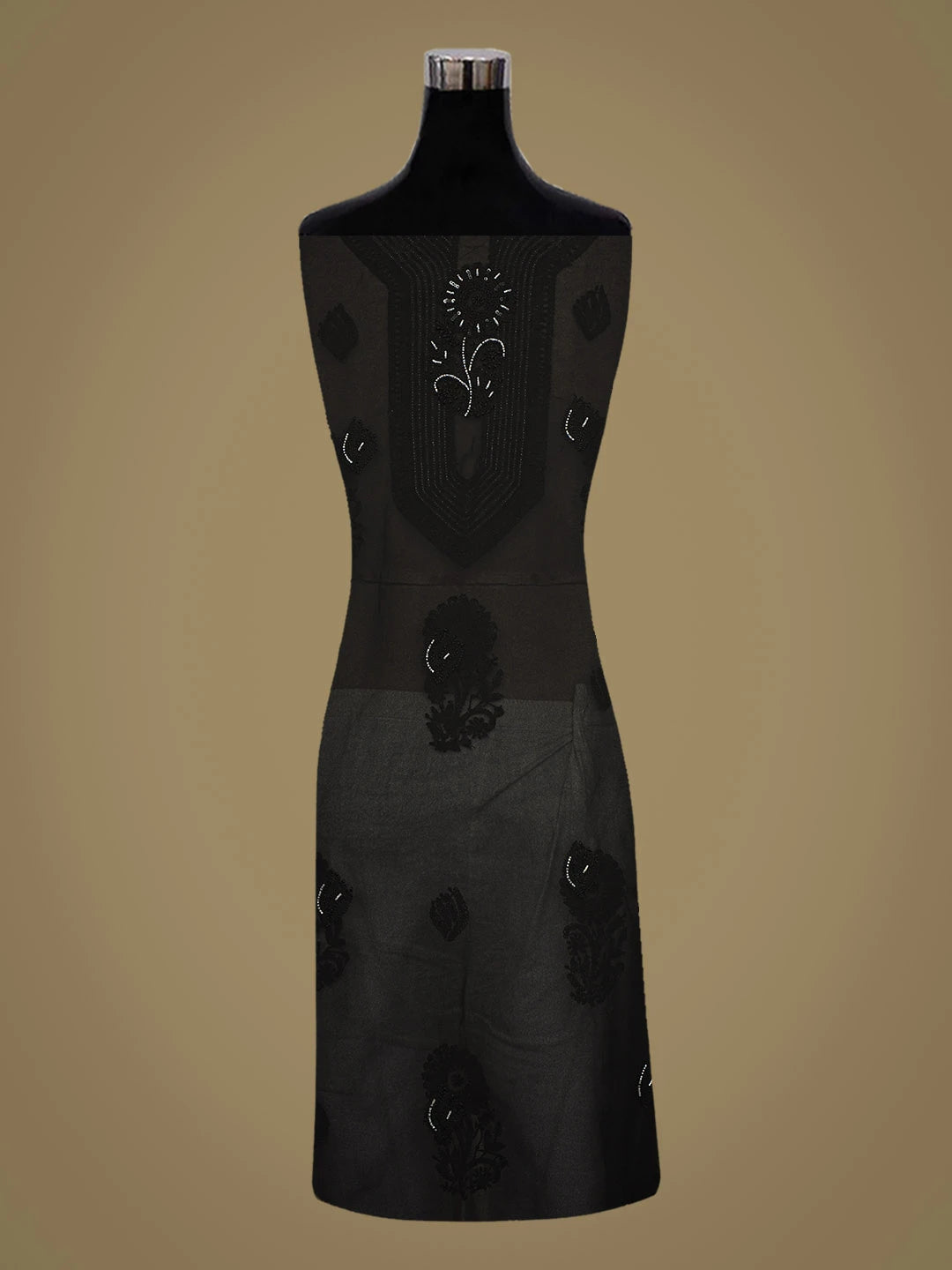 Ada Hand Embroidered Black Georgette Lucknowi Chikankari Unstitched Suit Piece With Cutdana Work 01A713308