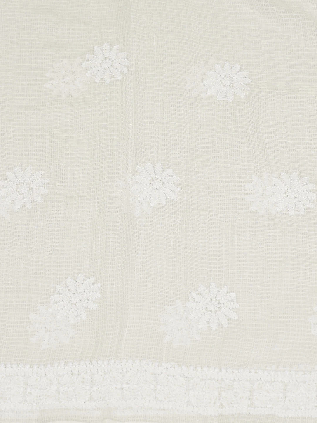 Ada Hand Embroidered White Kota Lucknowi Chikankari Unstitched Kurta Dupatta Set 01A581987