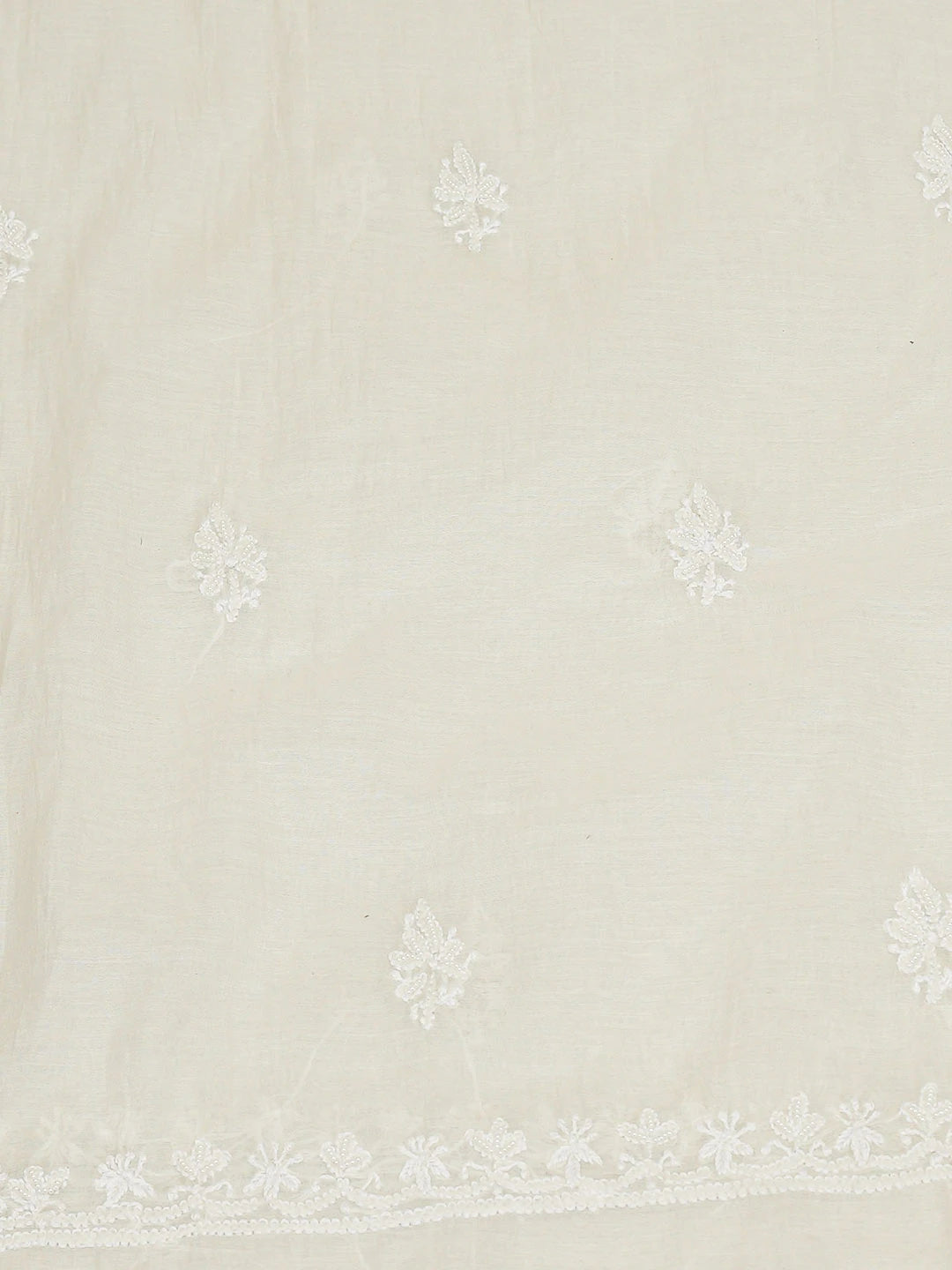 Ada Hand Embroidered White Chanderi Lucknowi Chikankari Unstitched Kurta Dupatta Set With Cutdana Work 01A734935