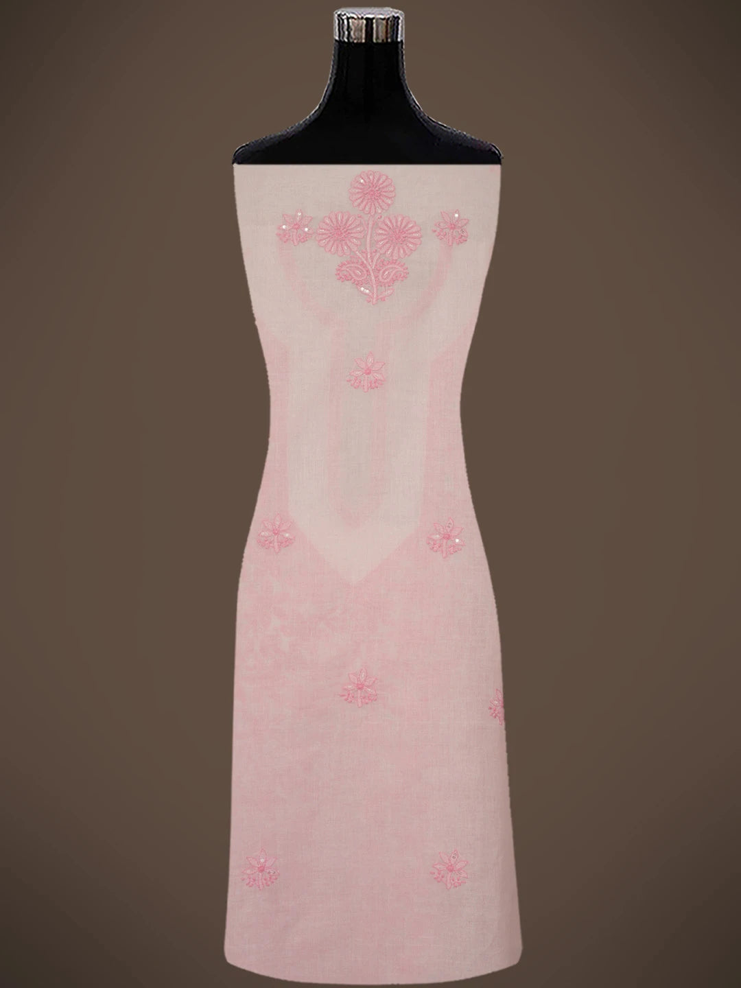 Ada Hand Embroidered Pink Cotton Lucknowi Chikankari Unstitched Suit Piece With Sequinned Work 01A644579