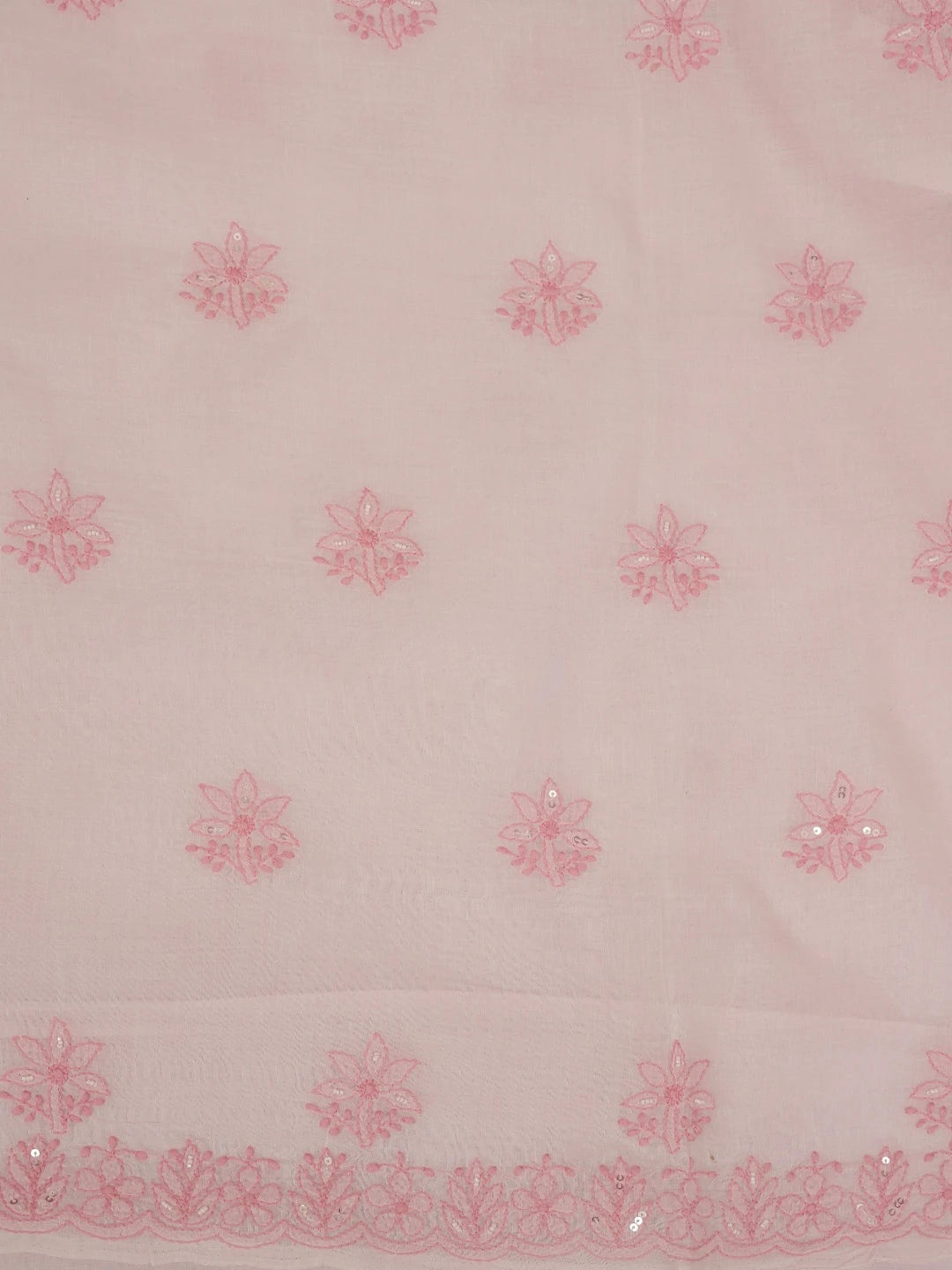 Ada Hand Embroidered Pink Cotton Lucknowi Chikankari Unstitched Suit Piece With Sequinned Work 01A644579